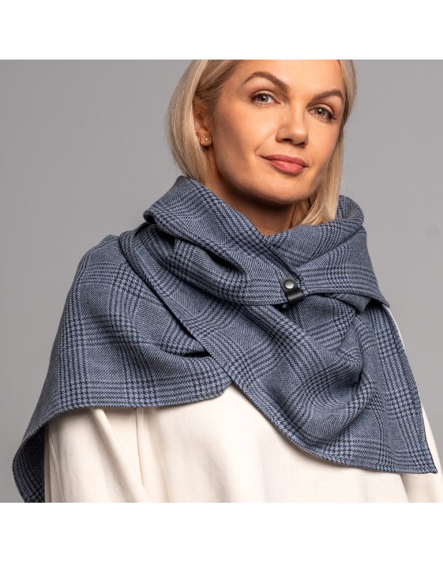 Užsegamas languotas mėlynas šalikas DANGUS