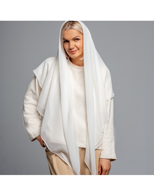 Didelė balta matinė šilkinė skara 2