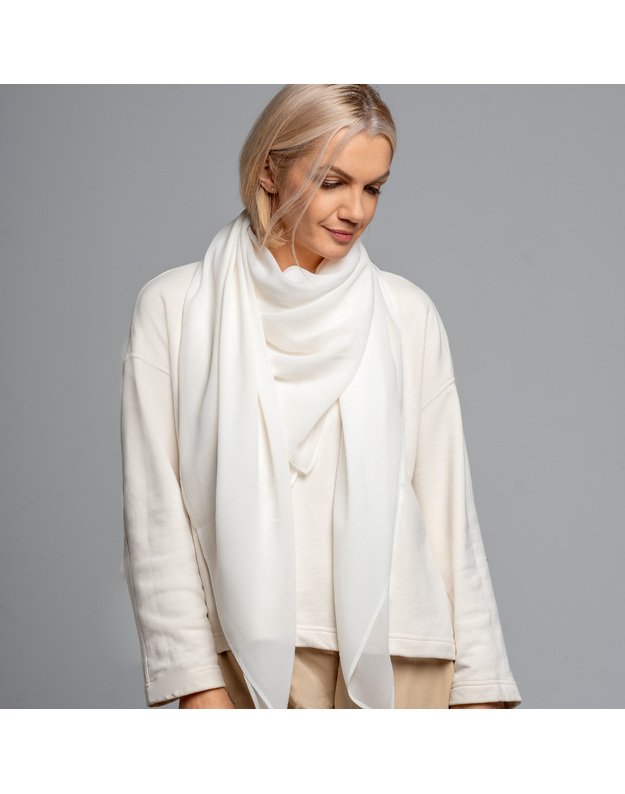 Didelė balta matinė šilkinė skara