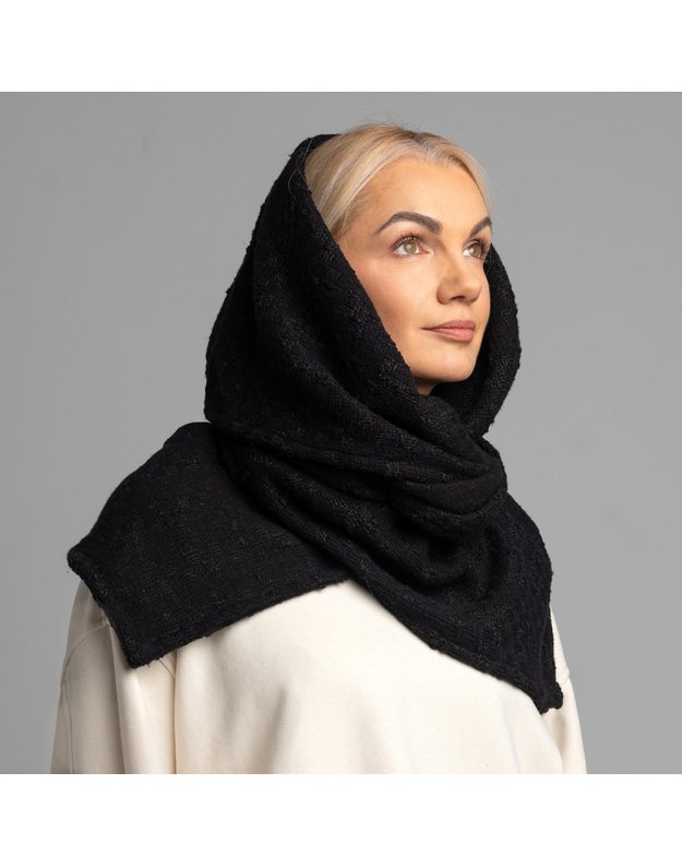 Švelnus ir šiltas vilnonis juodas šalikas  1