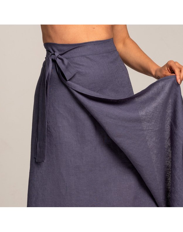 Lininis surišamas universalaus dydžio  sijonas  10