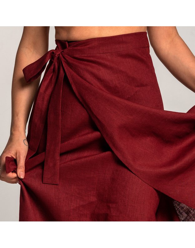 Lininis surišamas universalaus dydžio  sijonas  11