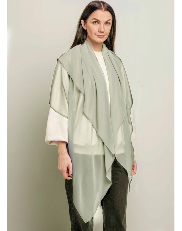 Didelė šviesiai pilka šilkinė skara 1