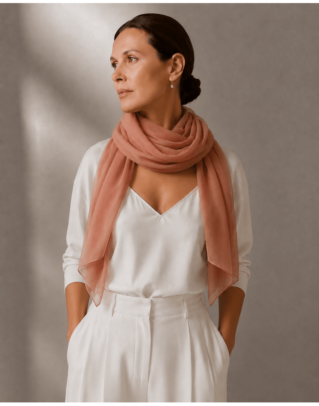 Didelė šilkinė pudrinė skara 