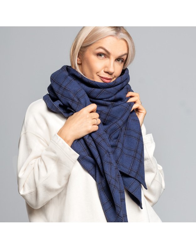 Didelė vilnonė mėlyna skara 3