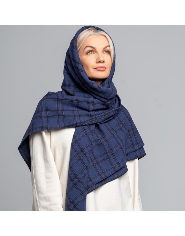 Didelė vilnonė mėlyna skara 4