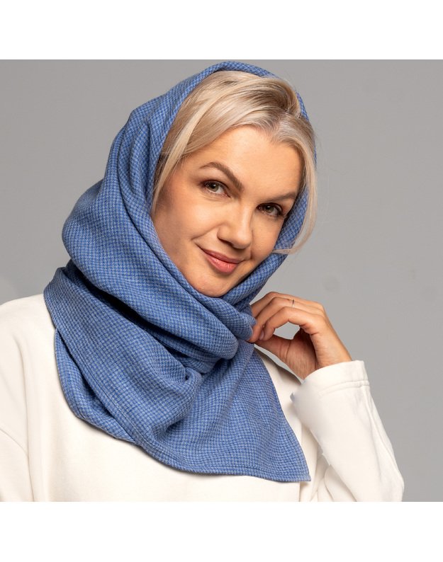 Užsegamas mėlynas vilnos šalikas 3