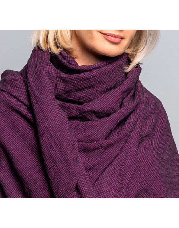 Didelė vilnonė ciklameno ir mėlynos spalvos skara 2