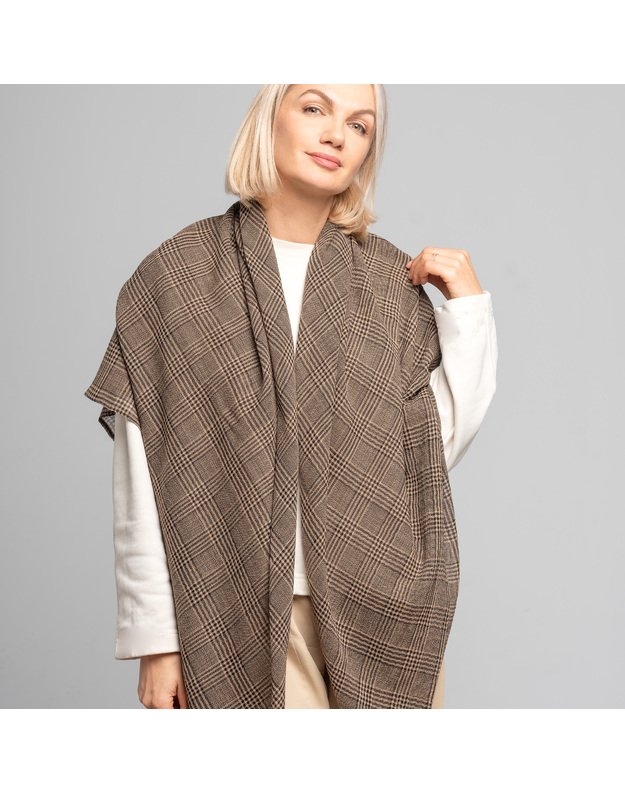 Didelė languota vilnonė skara SMĖLIS 3