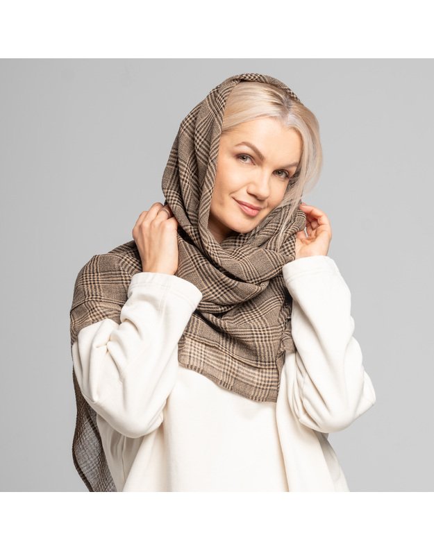 Didelė languota vilnonė skara SMĖLIS 1