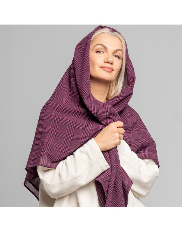 Didelė languota vilnonė skara SMĖLIS 4