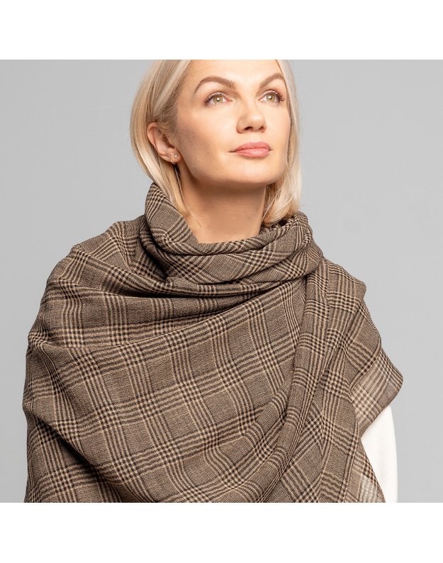 Didelė languota vilnonė skara ALYVA 4