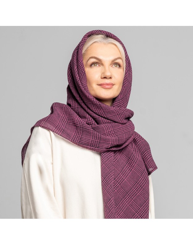 Didelė languota vilnonė skara ALYVA 2