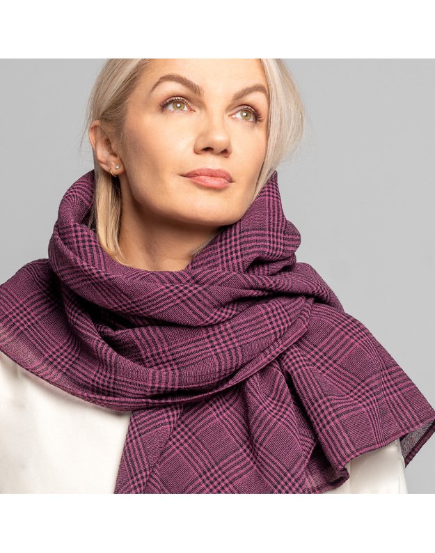 Didelė languota vilnonė skara ALYVA