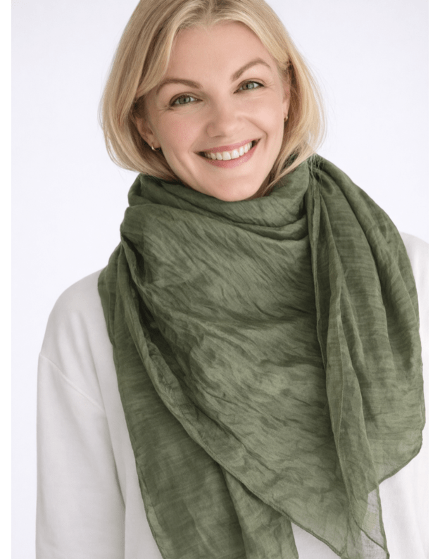 Didelė žalia šilko skara Miškas 