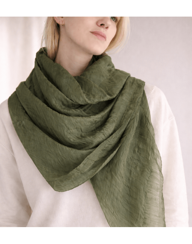 Didelė žalia šilko skara Miškas  3