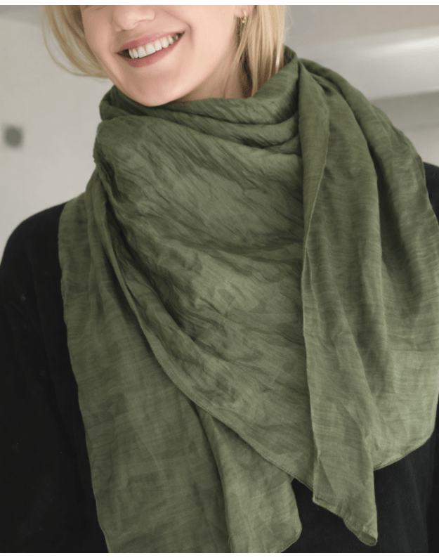 Didelė žalia šilko skara Miškas  1