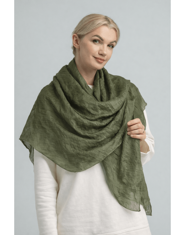 Didelė žalia šilko skara Miškas  2