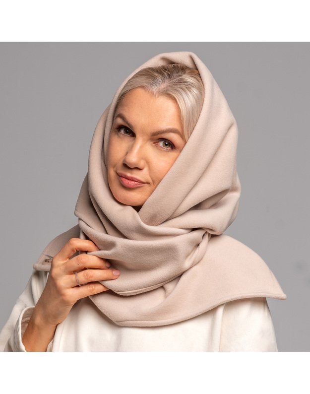 Kašmyro ir vilnos NUDE rausvas šalikas  2